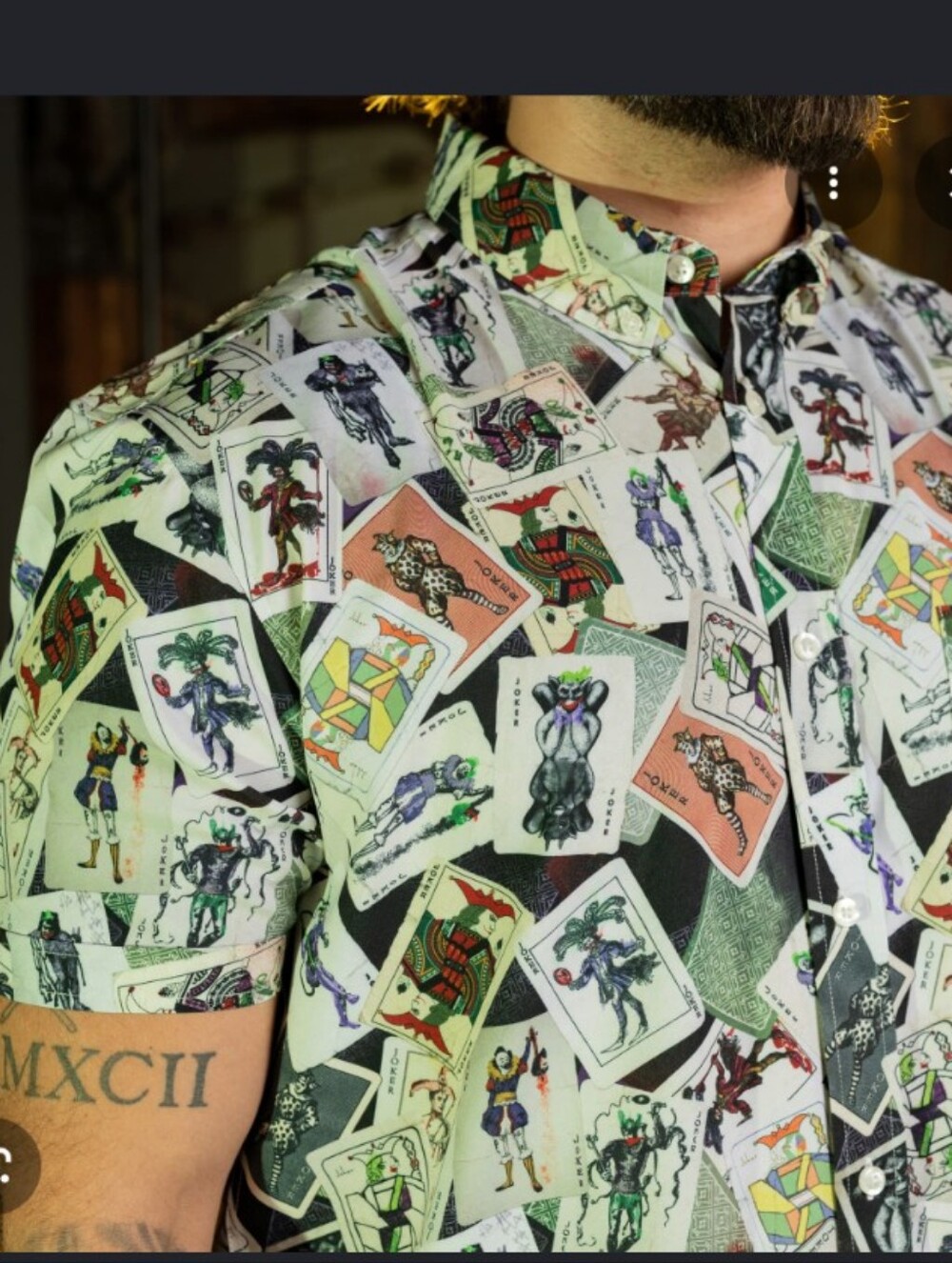 RSVLTS The Dark Knight Wild Card Joker Button Down Shirt Sleeve